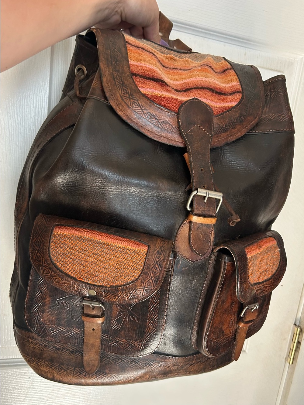 Genuine leather full size backpack